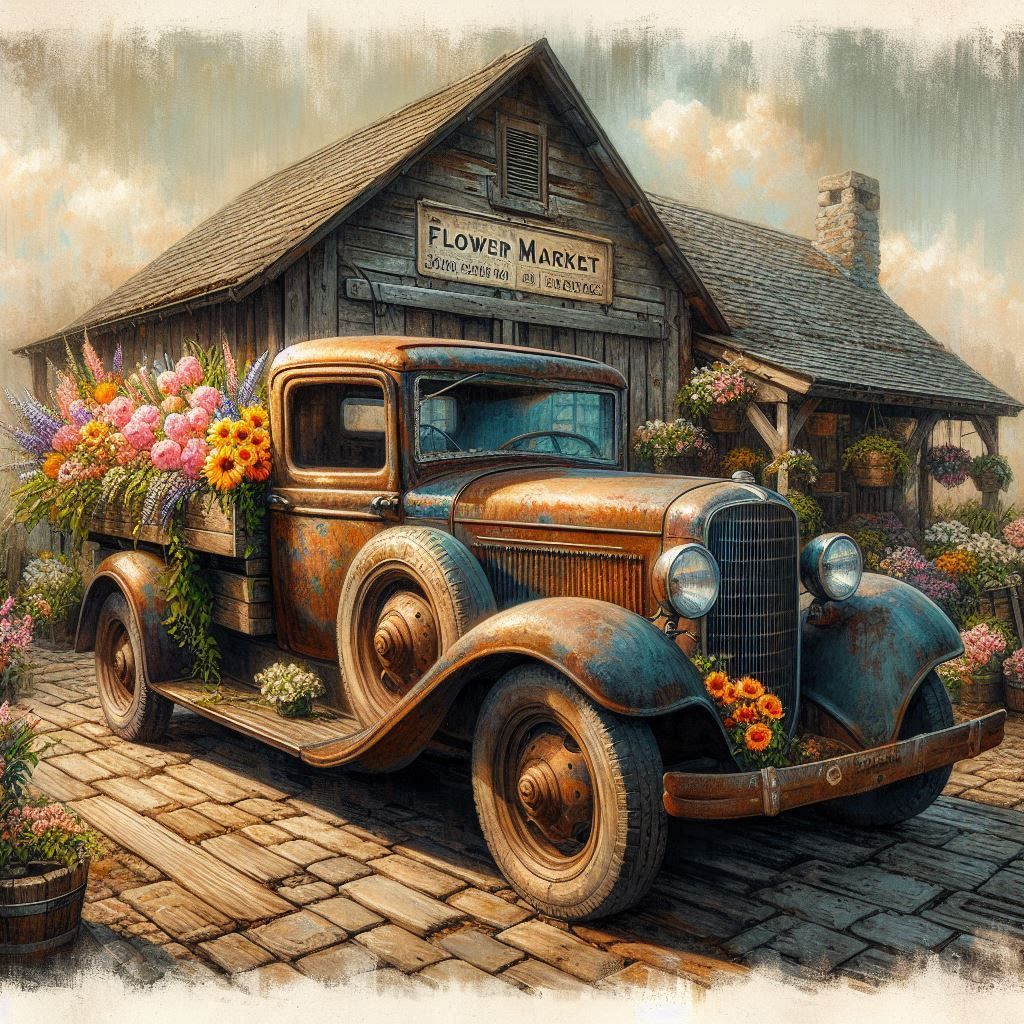 Rusty Flower Delivery Truck