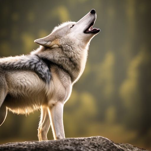 Wolf howling at the moon