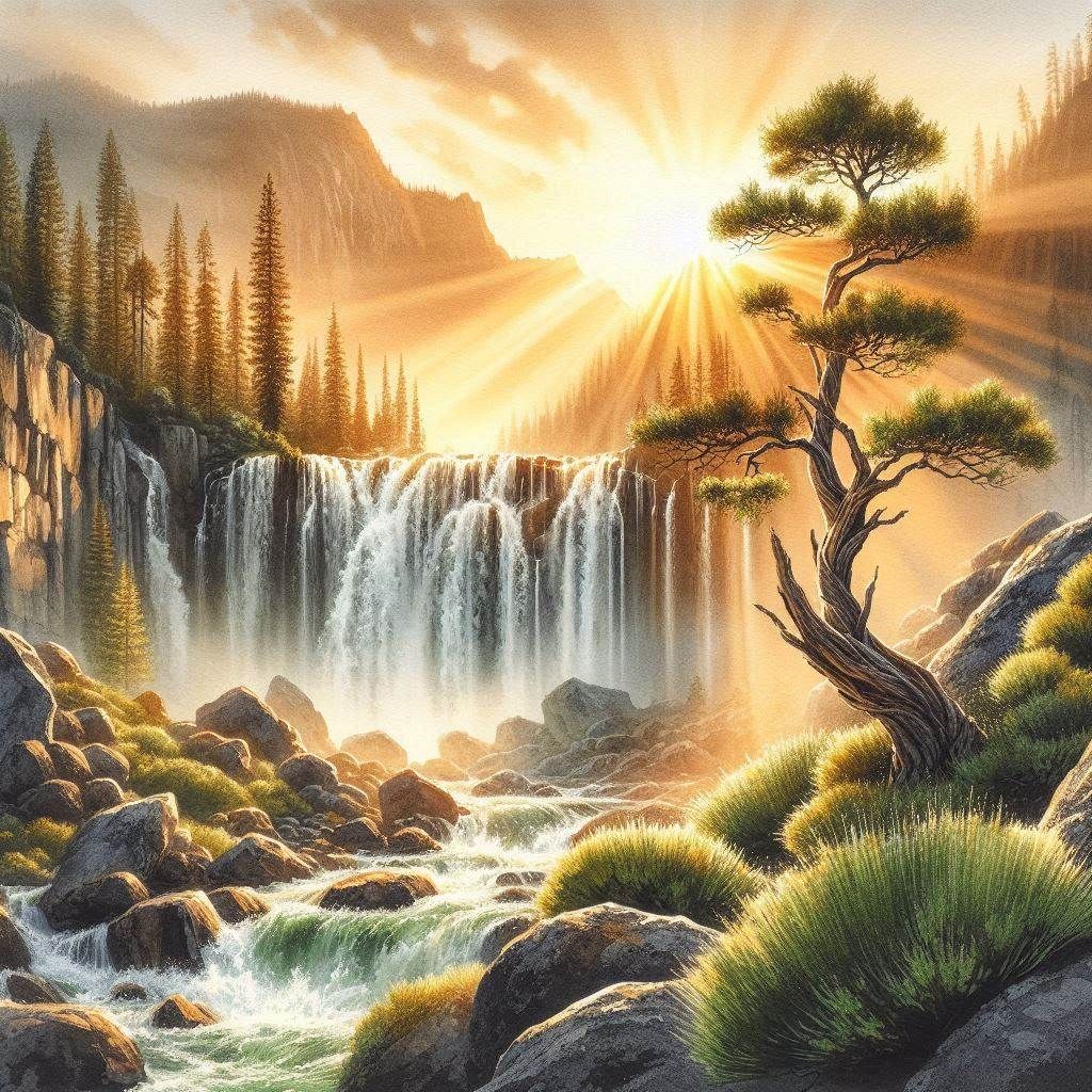 Waterfall in mountains