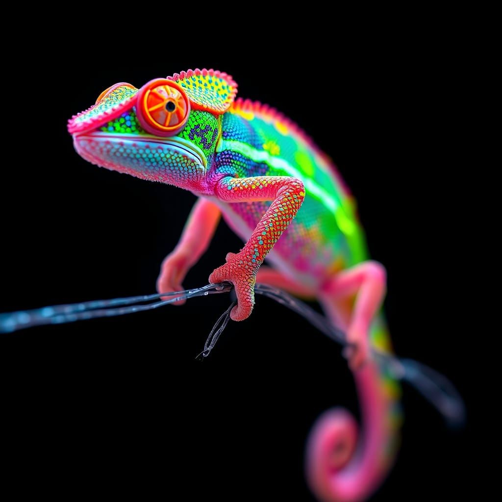 Fluorescent Chameleon   by @kainfonz