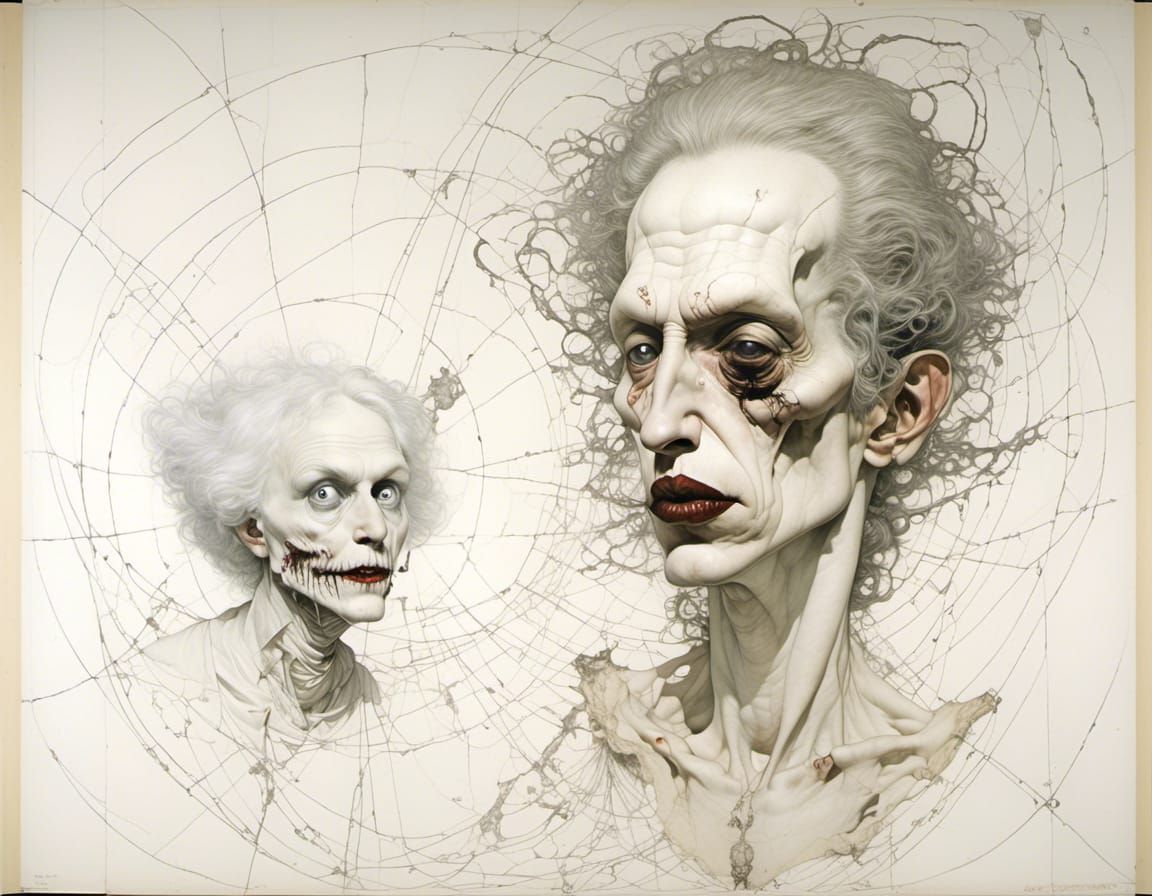 Ethereal Snarl: A Derek Hess Inspired Vampire in Fog