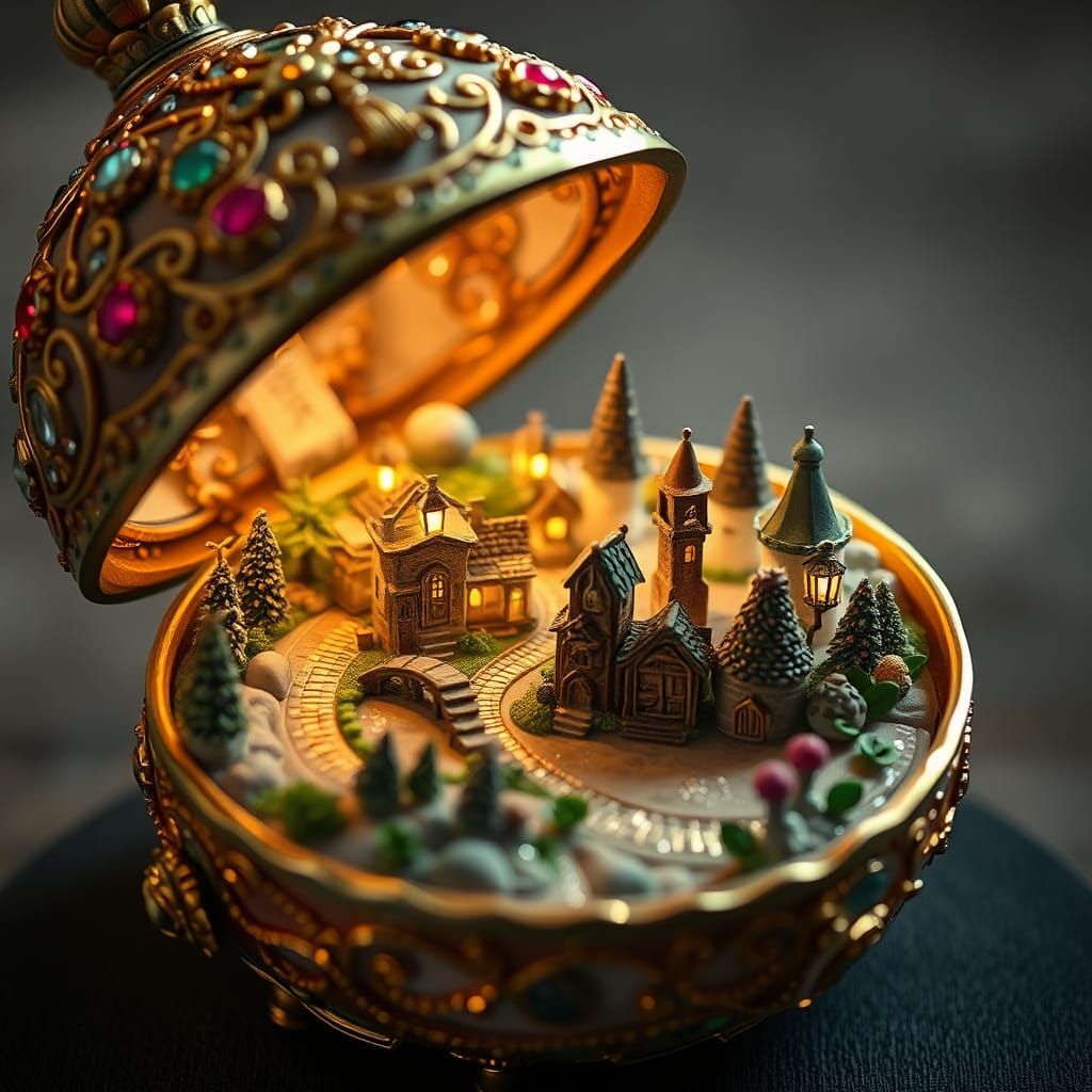 Enchanted village inside a Fabergé egg.  by @MrEbano
