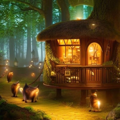 Enchanted Forest Night Cafe