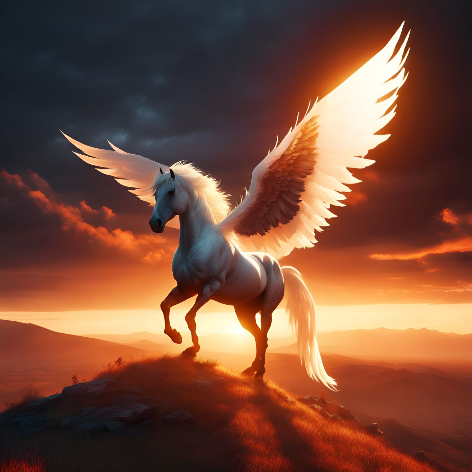 Winged Flaming horse - AI Generated Artwork - NightCafe Creator