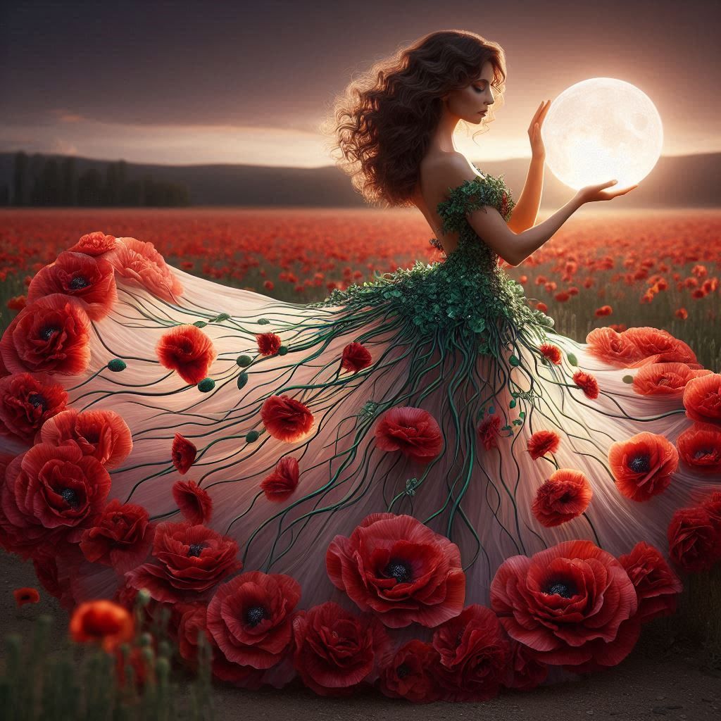 Amaris: Poppy Goddess, child of the Moon   by @Fiona Etkin 1974 