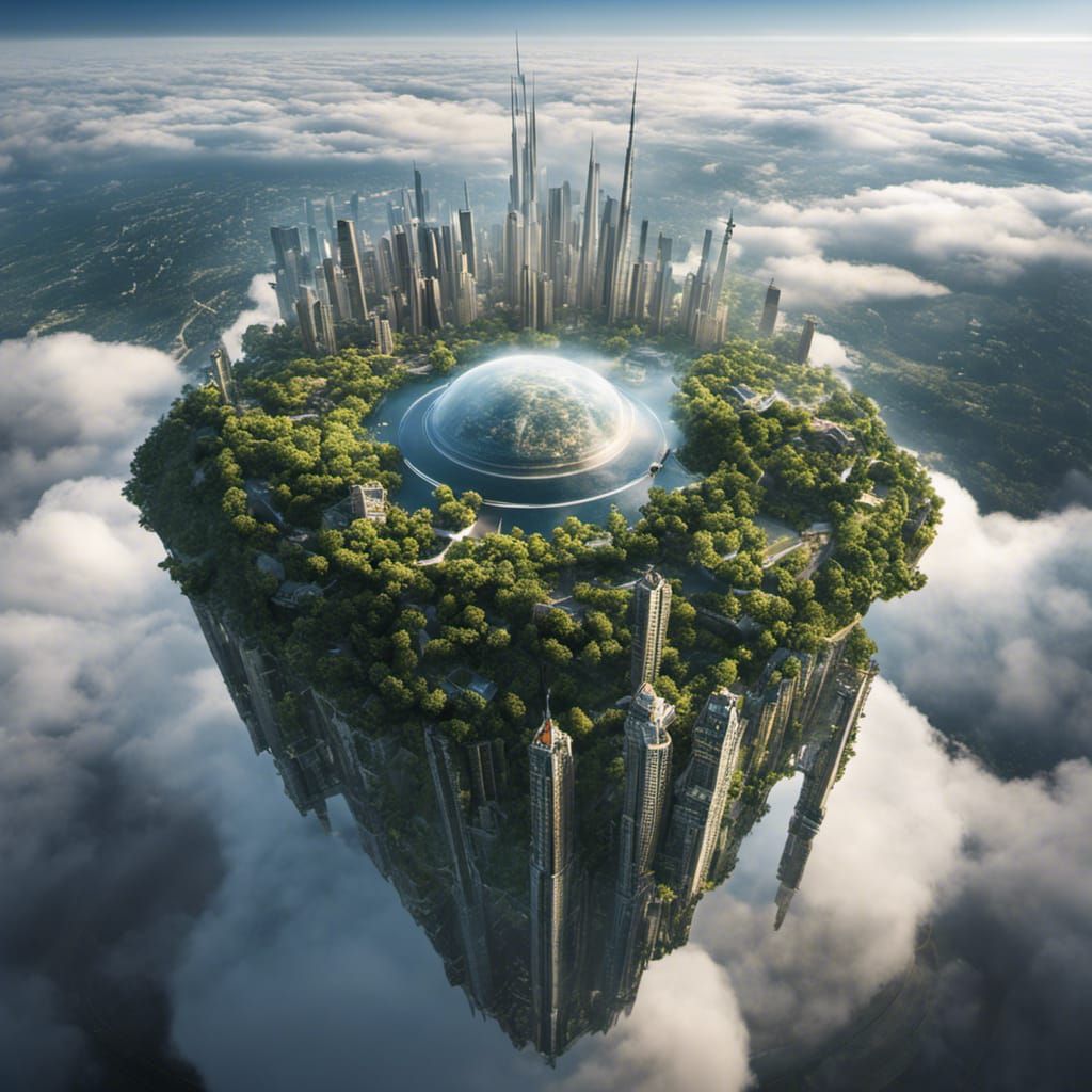 technology and nature seamlessly blend, a city in the clouds emerges as a marvel of human ingenuity. ...  by @Jasper