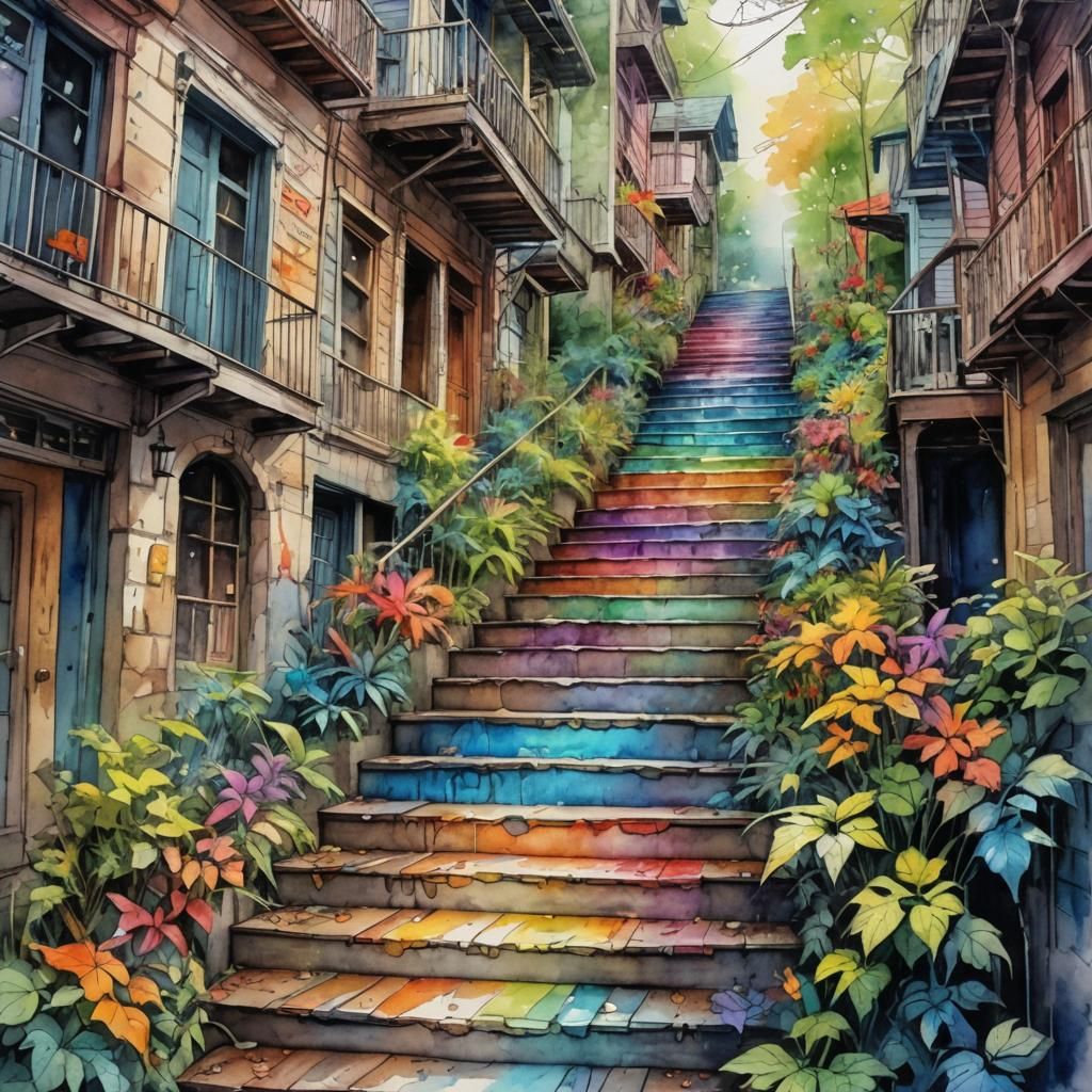 Pride Stairs in Eureka Springs, Arkansas  by @Raven Woods