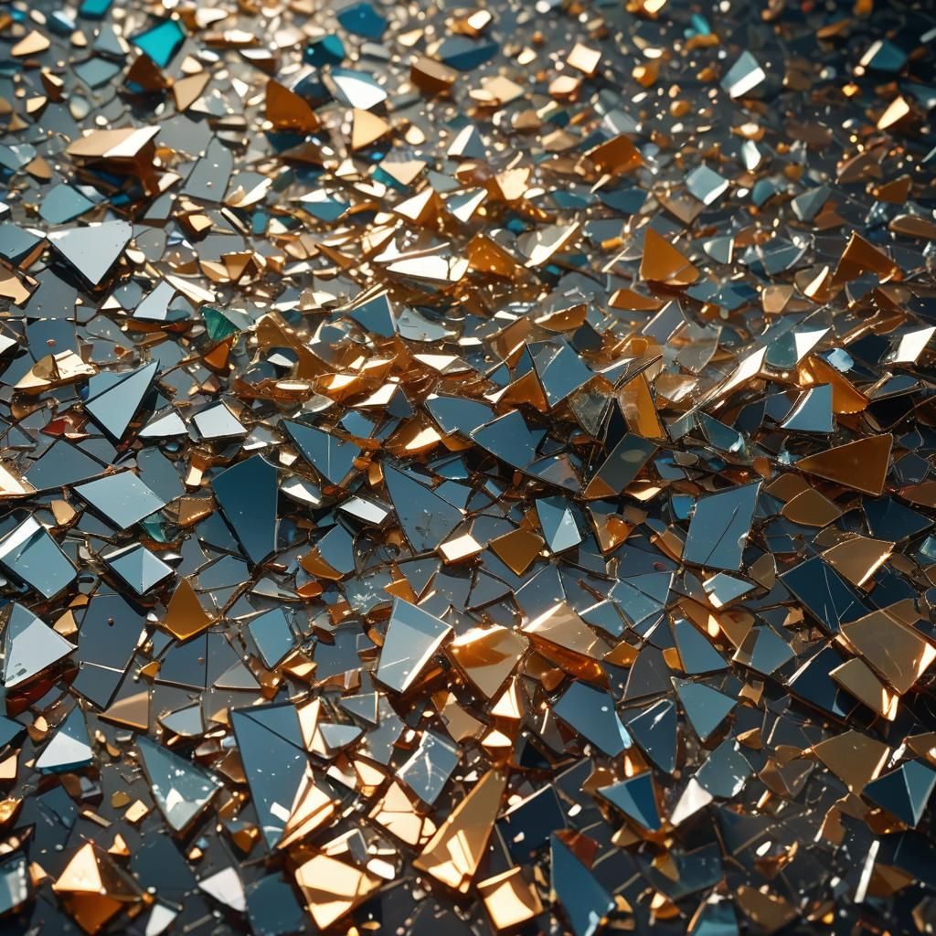 Shattered Memories: Hyper-Realistic Glass Fragment Close-Up