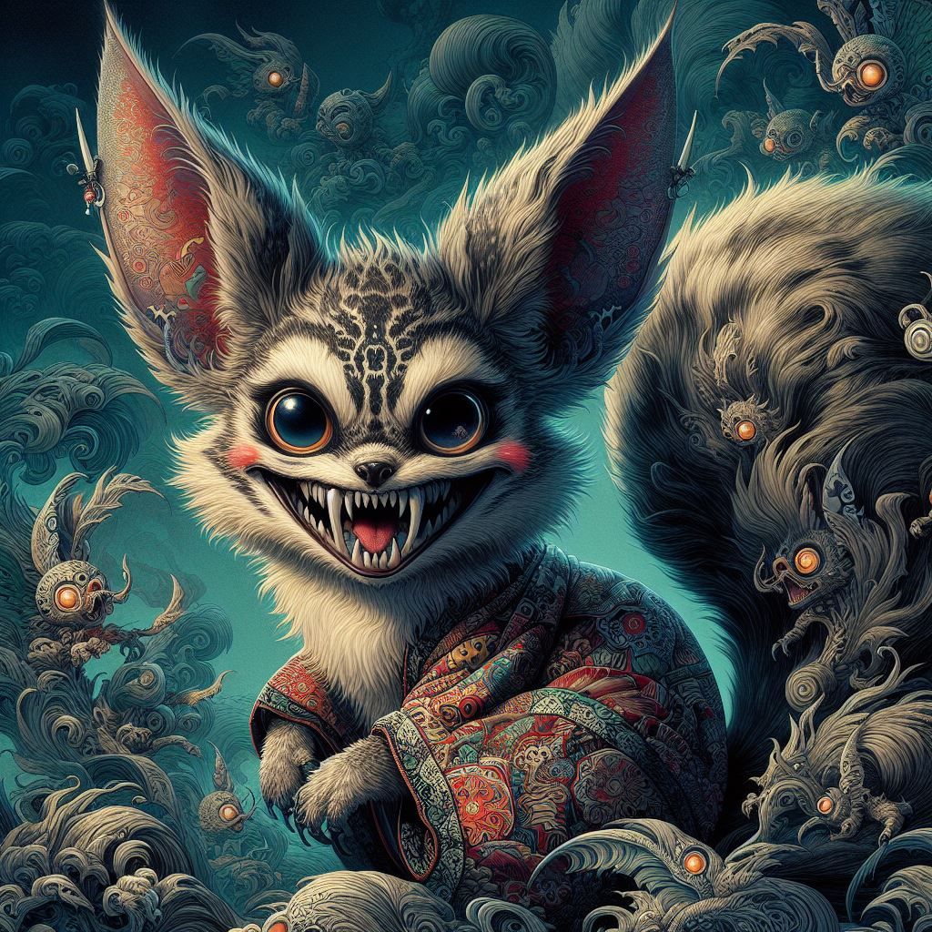 ukiyo-e style Vampire Evil Squirrel