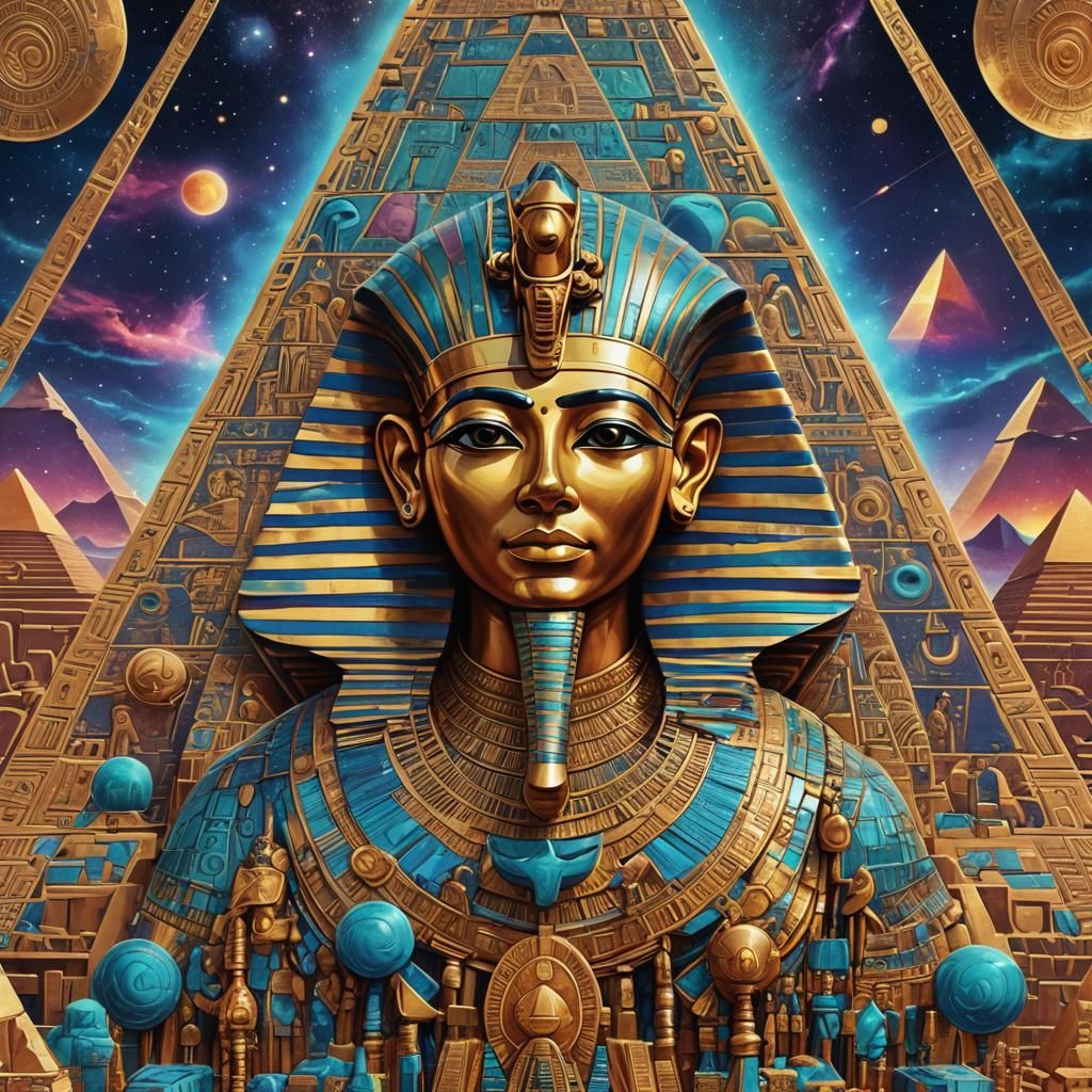 exemple fond de  pyramide avec la tête de toutankhamon