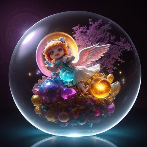 A Glass Orb Full Of Wonderful Chaotic Cheerfulness And Epic Glorious Splendor Chibi Angels And