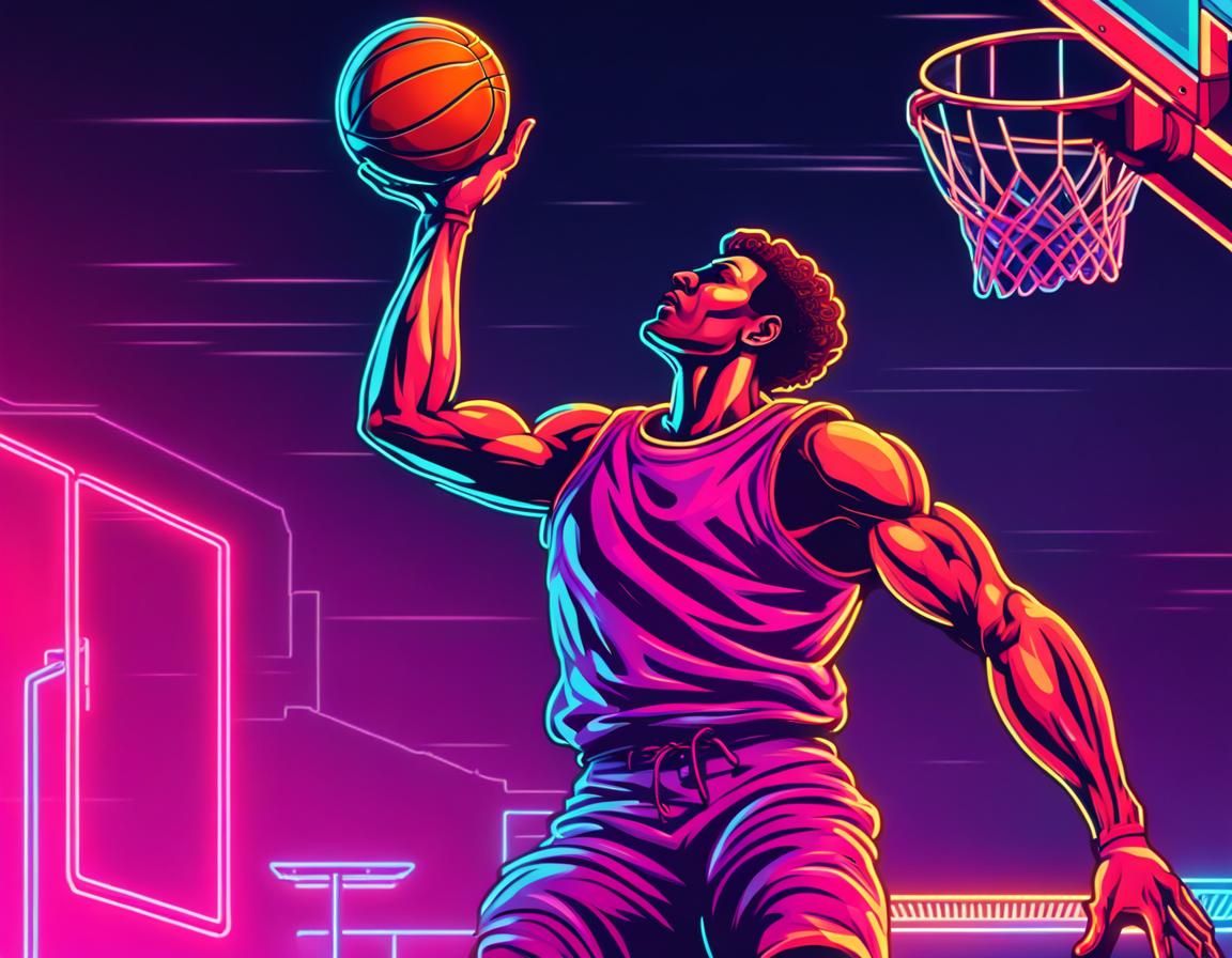 man playing basketball dunk AI Generated Artwork NightCafe Creator