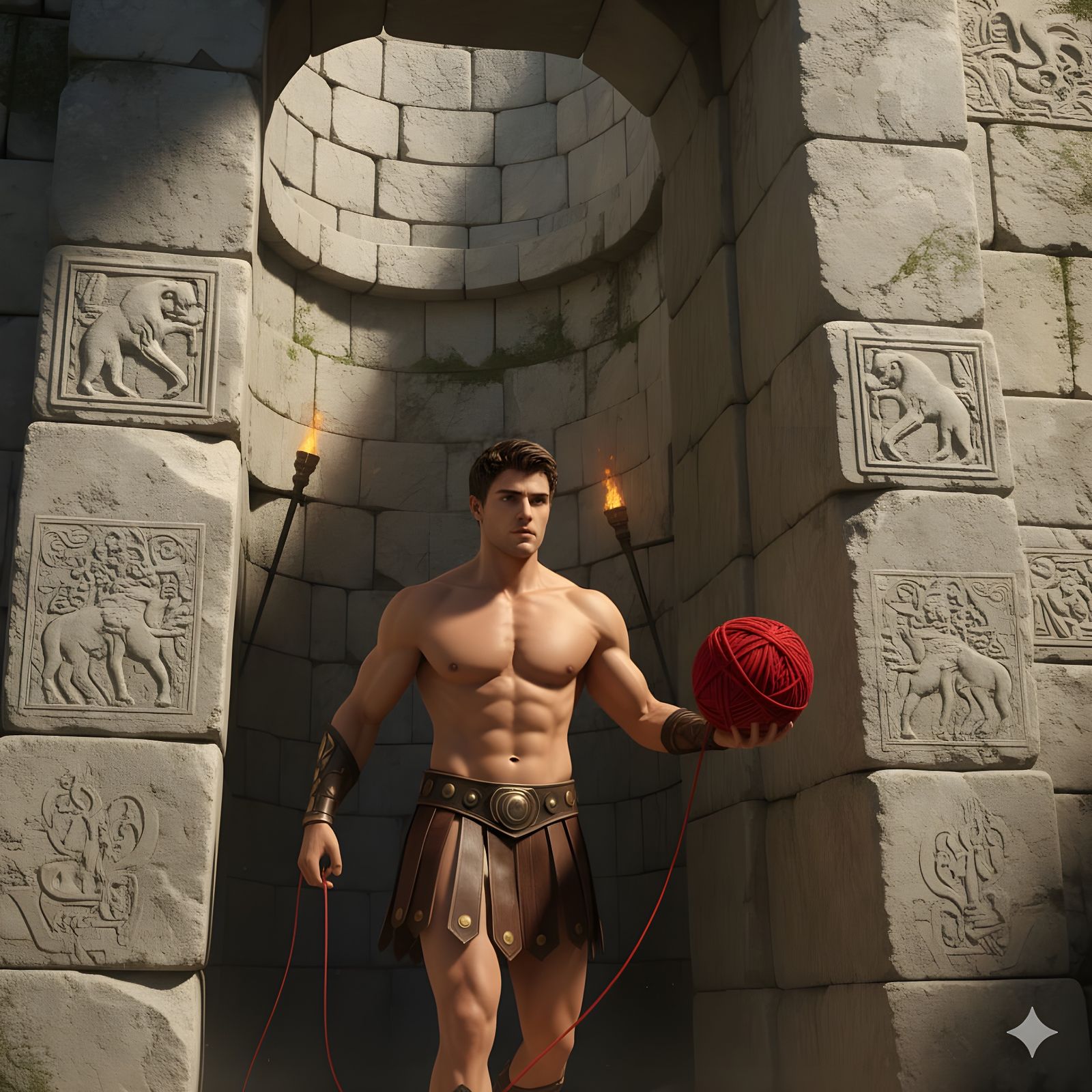 Theseus enters the labyrinth