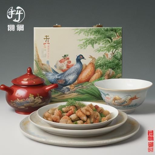 Chinese New Year Feast in Gouache Style
