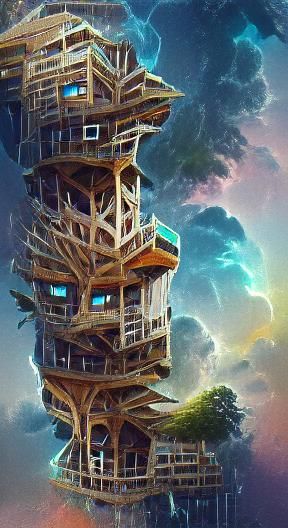 Treehouse skyscraper - AI Generated Artwork - NightCafe Creator