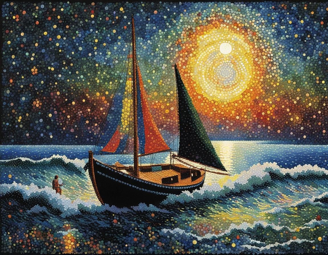 small sail boat in the stormy sea