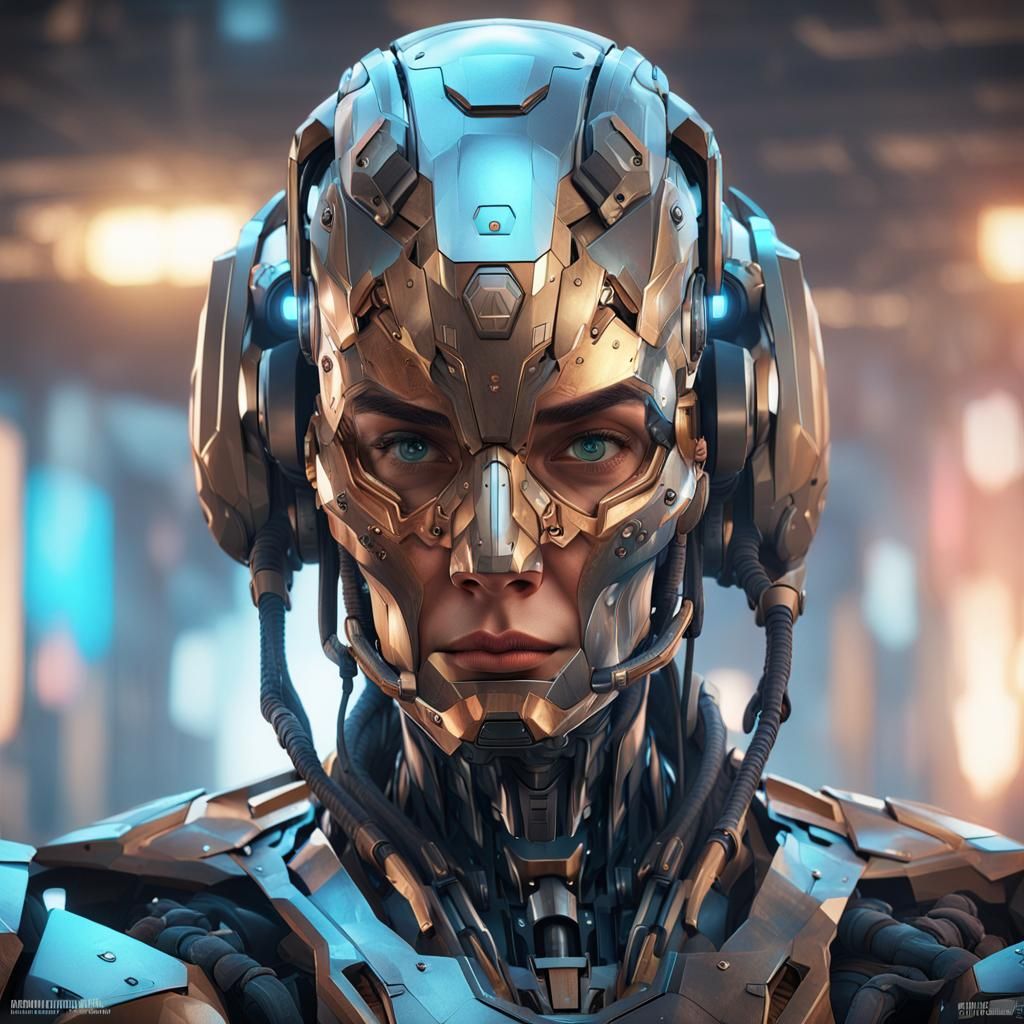 Human robot, head and shoulders portrait, 8k resolution conc...