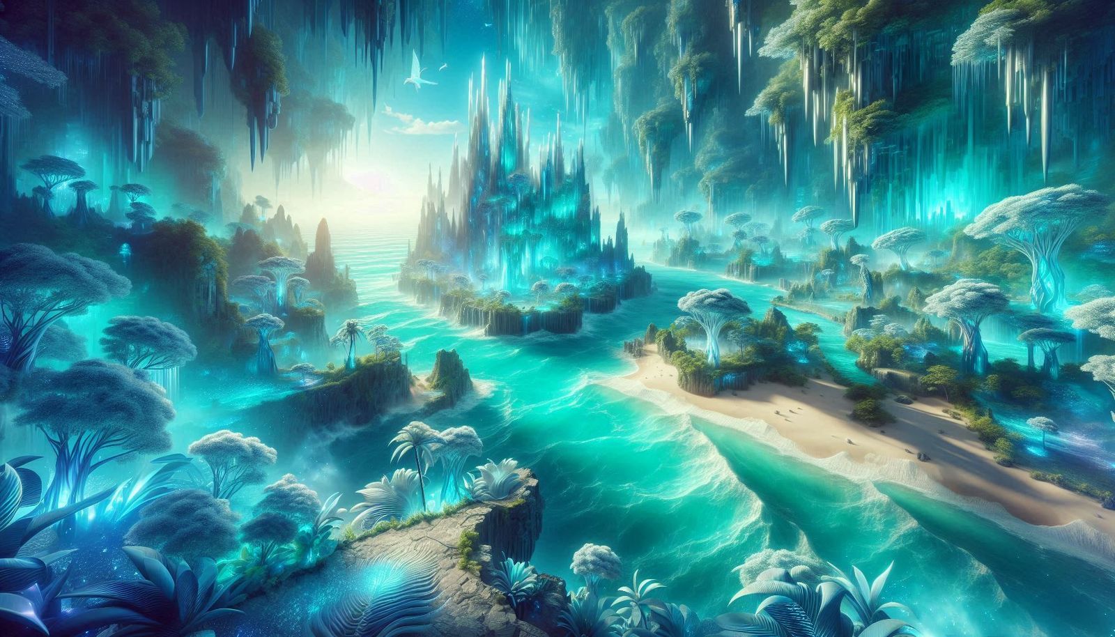 magical beach scape shining in every shade of turquoise