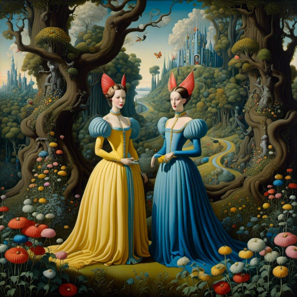 <lora:Pop Surrealism:1.0>portrait. Fairies in a magical Wood.  Intricate details. Perfect composition. Clean Sharp focus. High contrast. 16k...