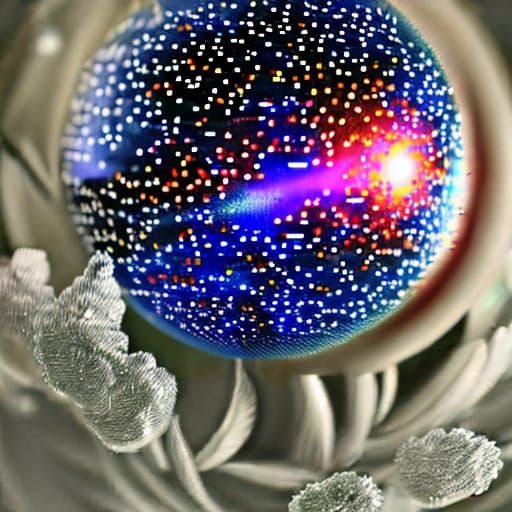 meteor shower inside a sphere cosmic beautiful hyperdetailed...