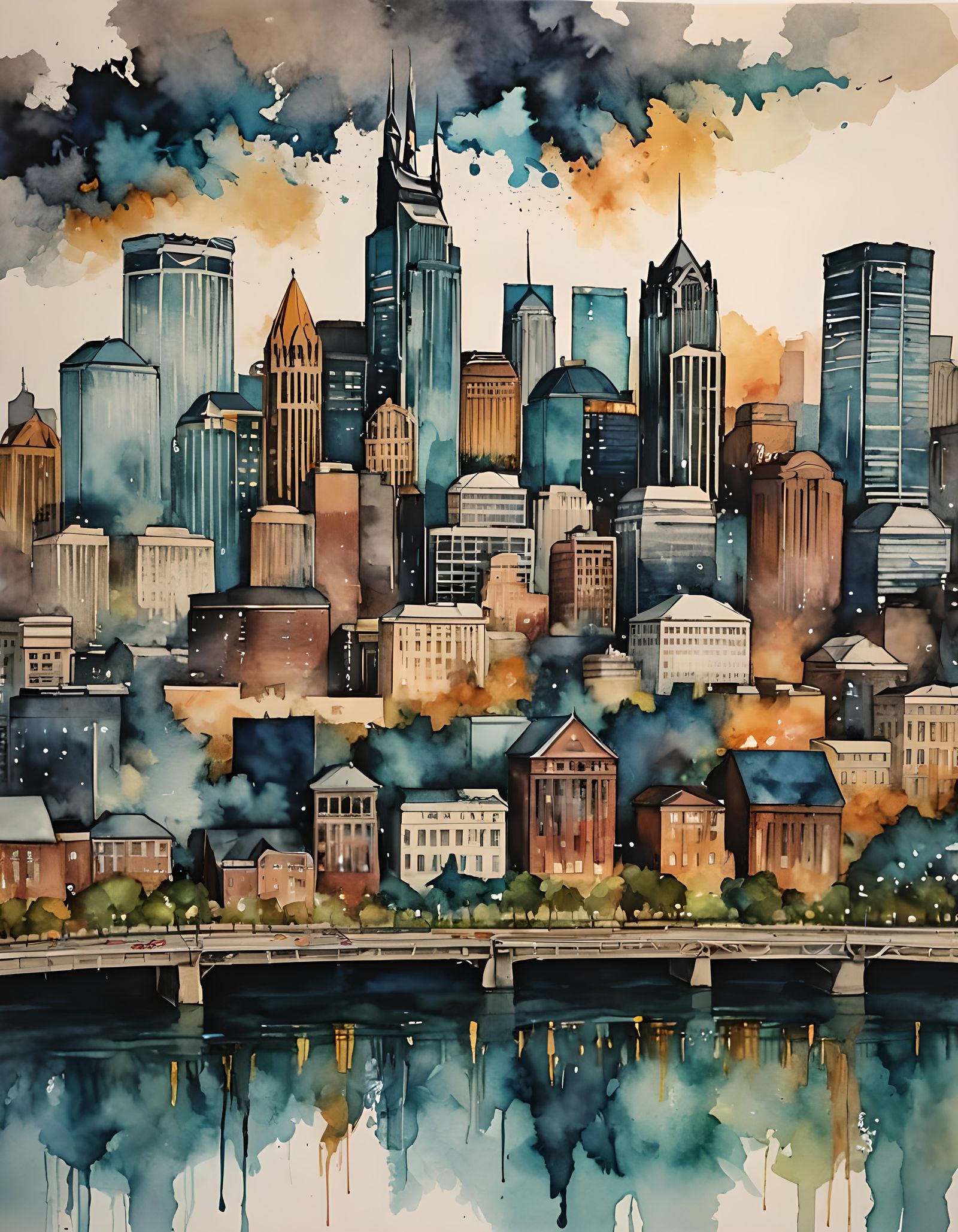 NASHVILLE TENNESSEE SKYLINE ART 2
