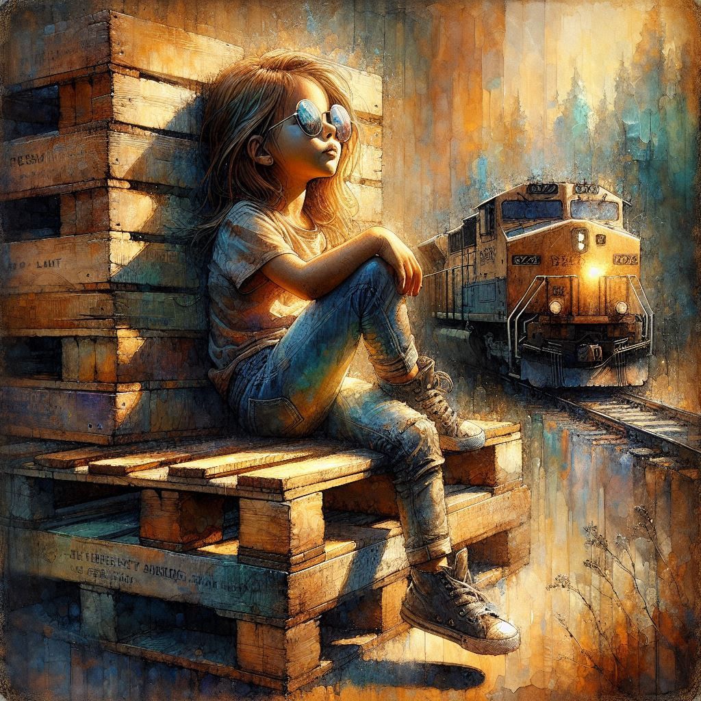 Waiting for her train to come in