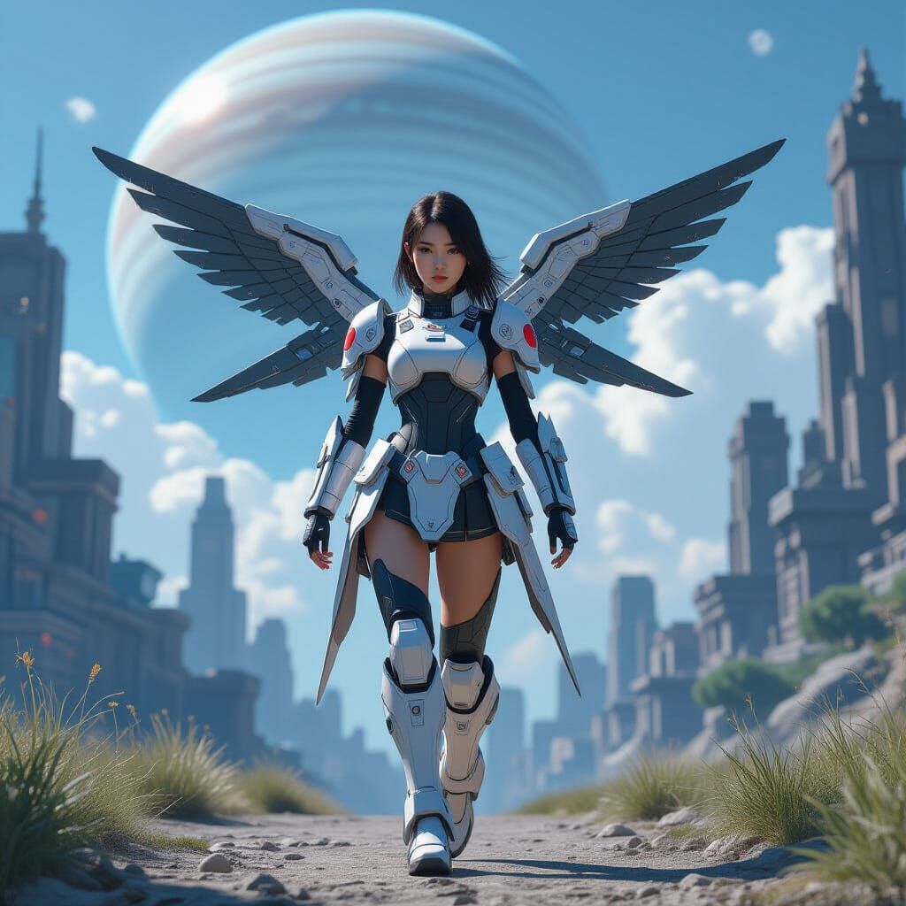 Korean Idol with Mecha Wings in Destiny Environment