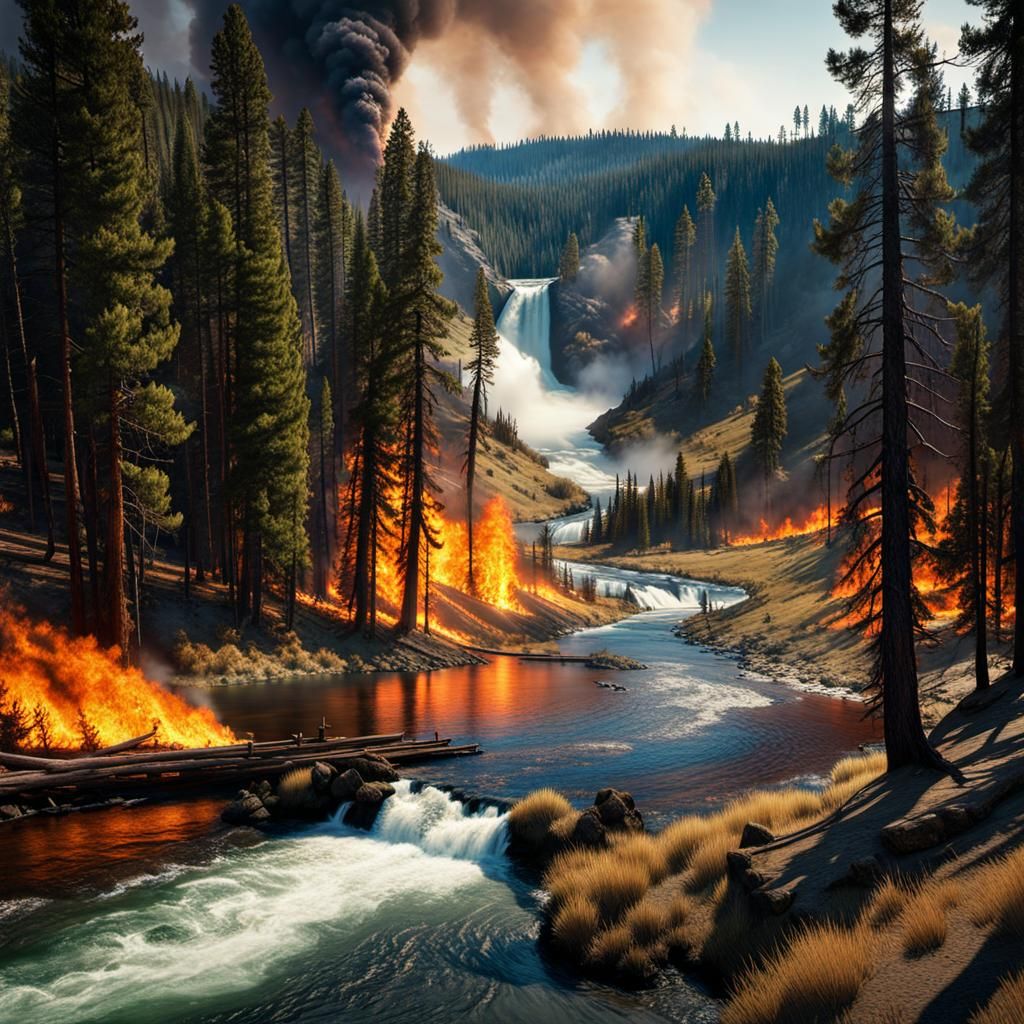 wildfire yellowstone national park 1988 - AI Generated Artwork ...