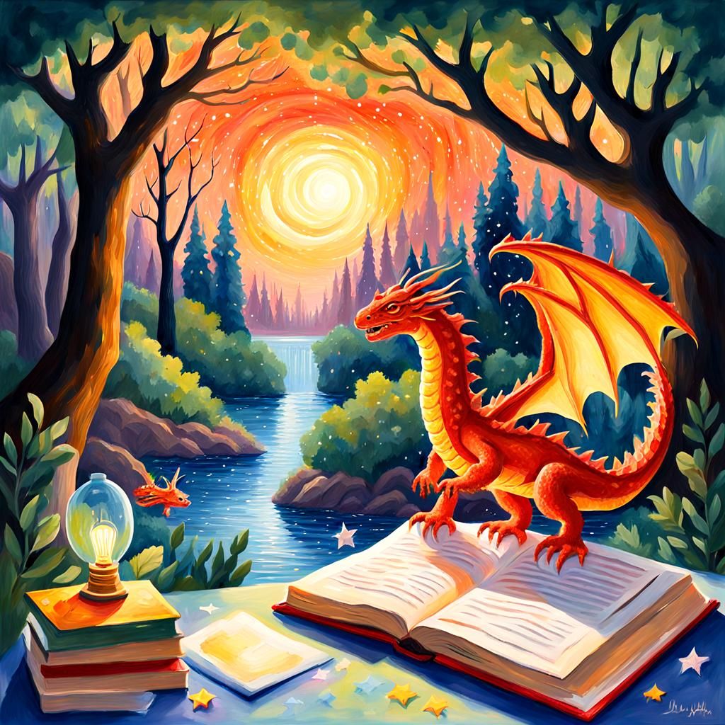 Magical World Emerges from Book as Impressionist Painting