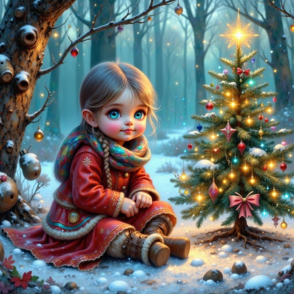 <lora:FiosFantasyGlow:1.0> <lora:S DREAM LIMEPINKPLUS:1.0> This image shows a whimsical toddler girl with turquoise eyes and braided hair, s...