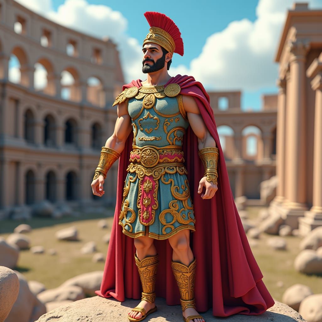 "3d model of Julius Caesar in the style of Uderzo et Goscinni; in the style of Toyism by Matel"
