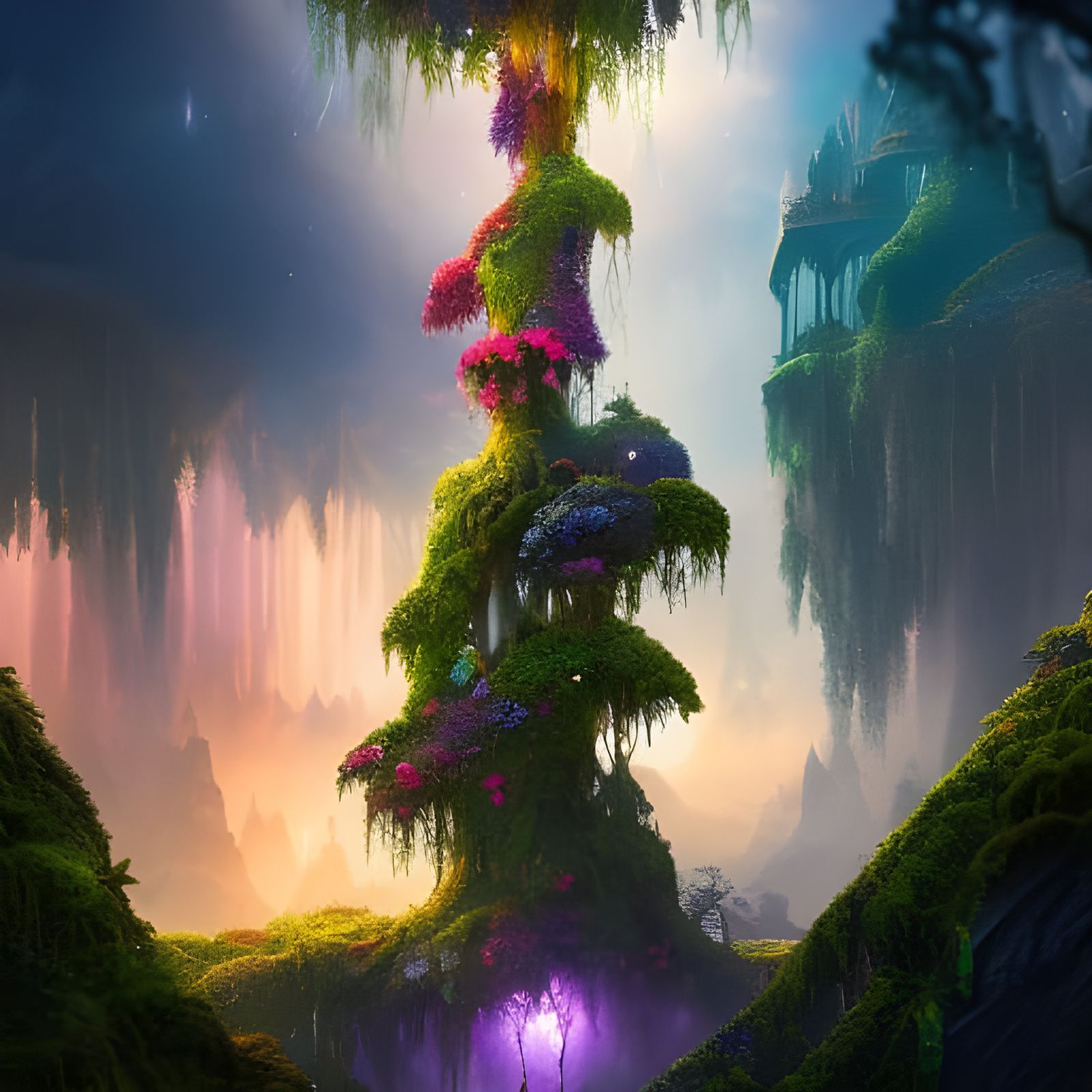 Elven Cataclysm Ball with Cosmic Flowers, Detailed Matte Pai...