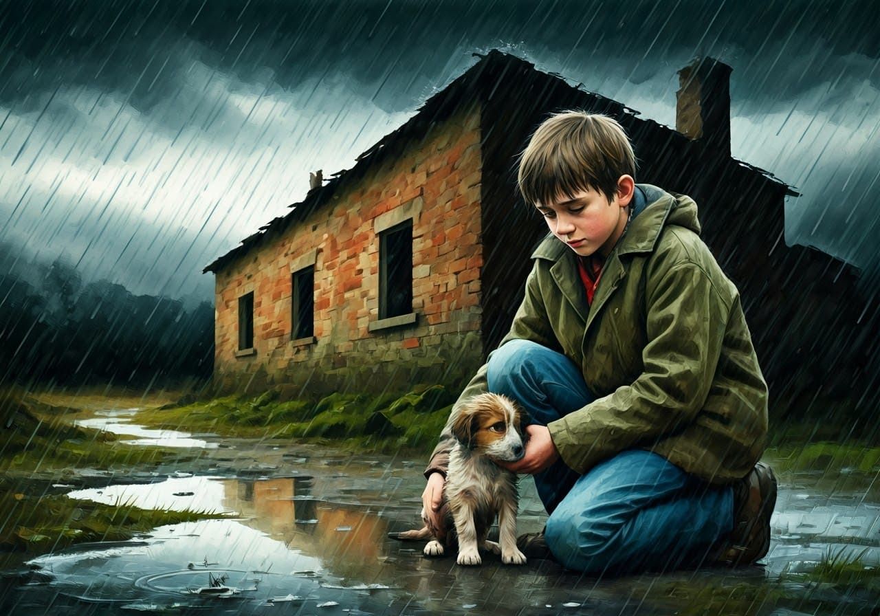 A Boy and His Puppy  by @AVA