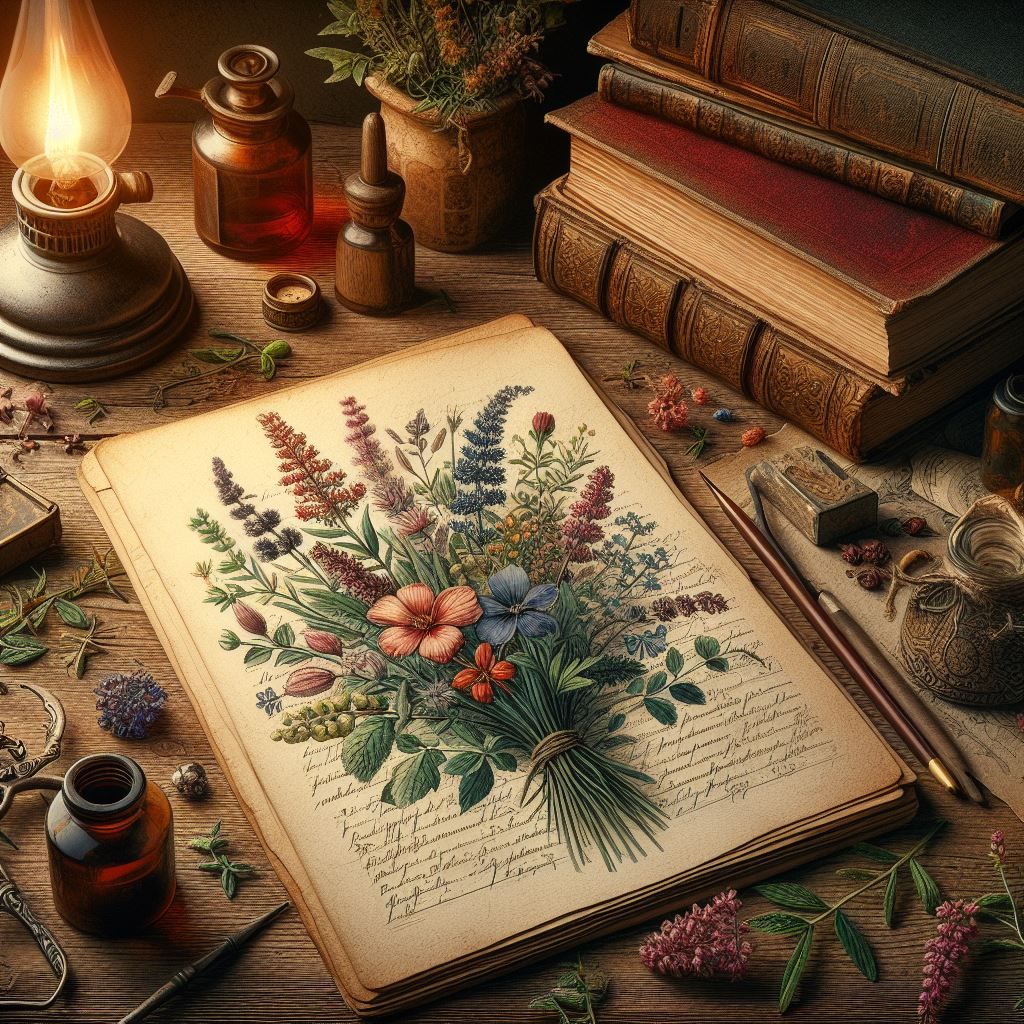 Botanical ink drawing ...