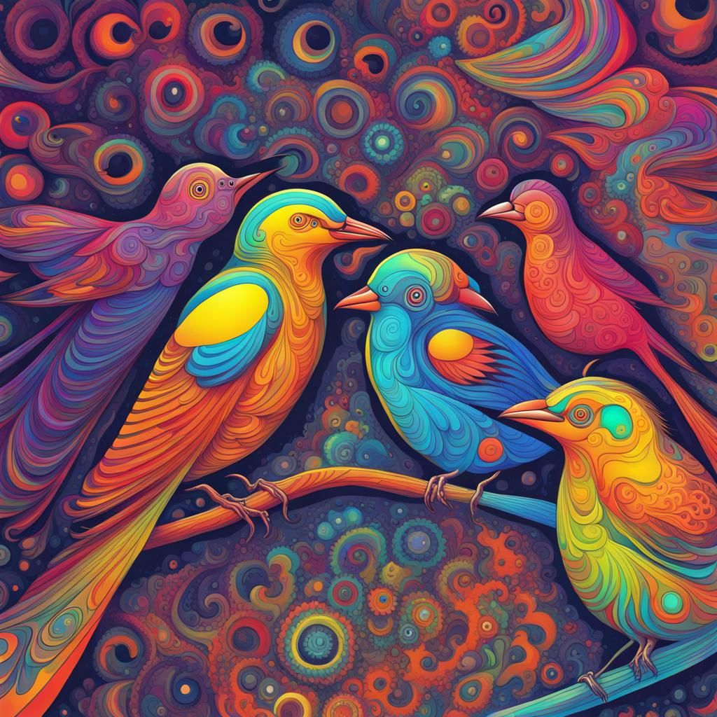 Birds psychedelic art - AI Generated Artwork - NightCafe Creator