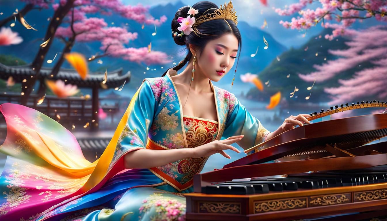 japanese princess playing koto music - AI Generated Artwork - NightCafe ...