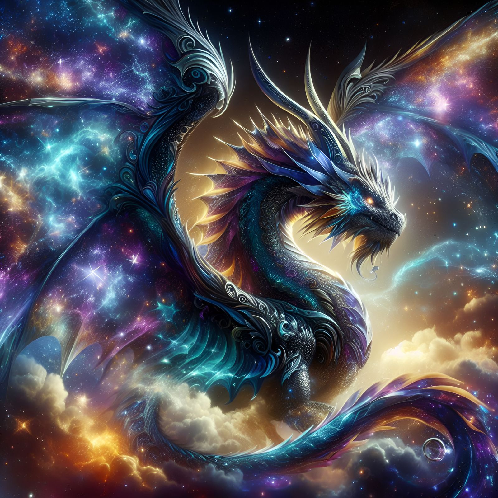 Bright purple dragon with celestial scales. - AI Generated Artwork ...