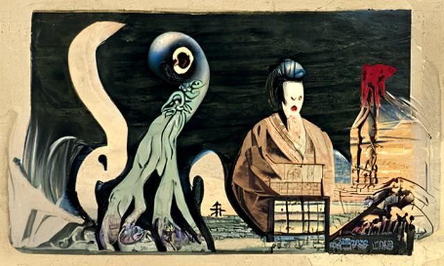Ukiyo-e Eldritch surrealism ominous
