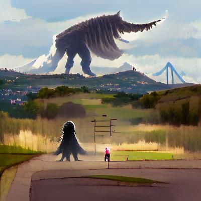 A giant monster at the distance.