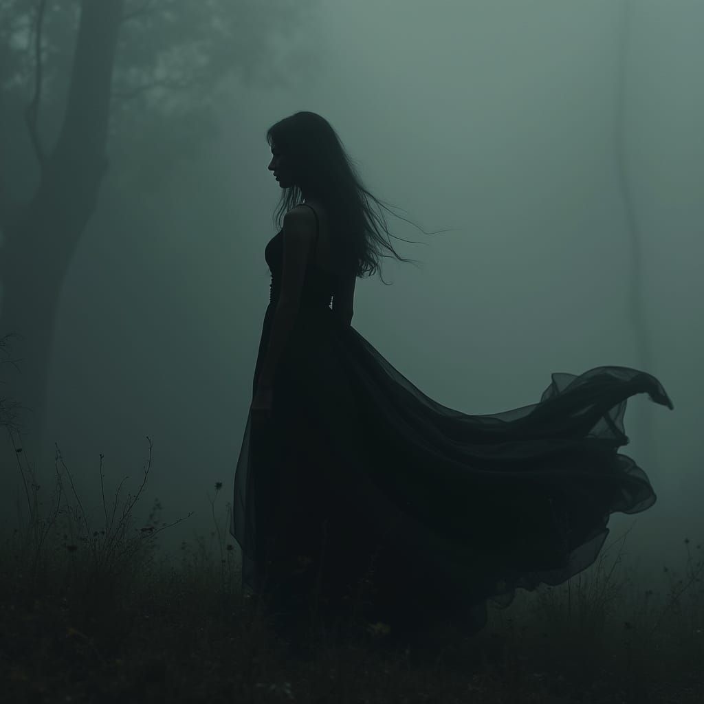 Ethereal Woman in Mystical Realm: Digital Painting