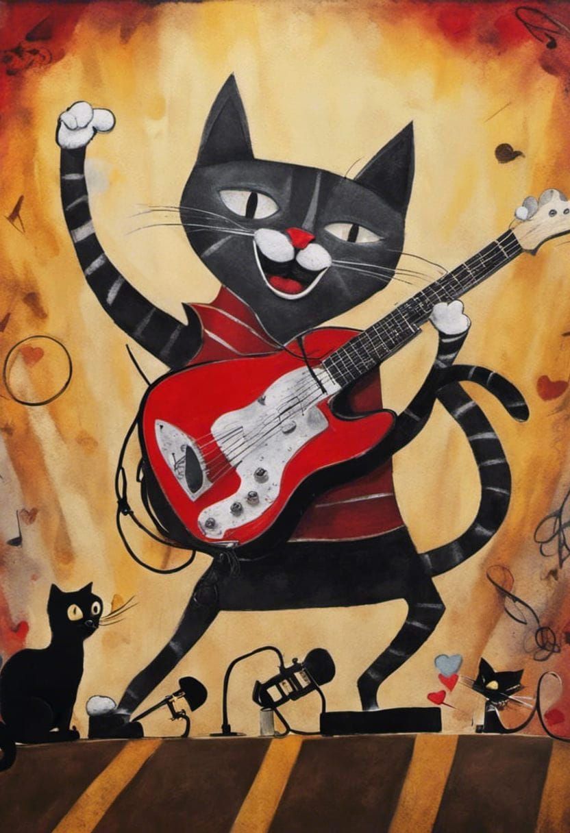 Cat performing on stage. 🎸😻 - AI Generated Artwork - NightCafe Creator