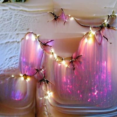Iridescent pink fairy lights