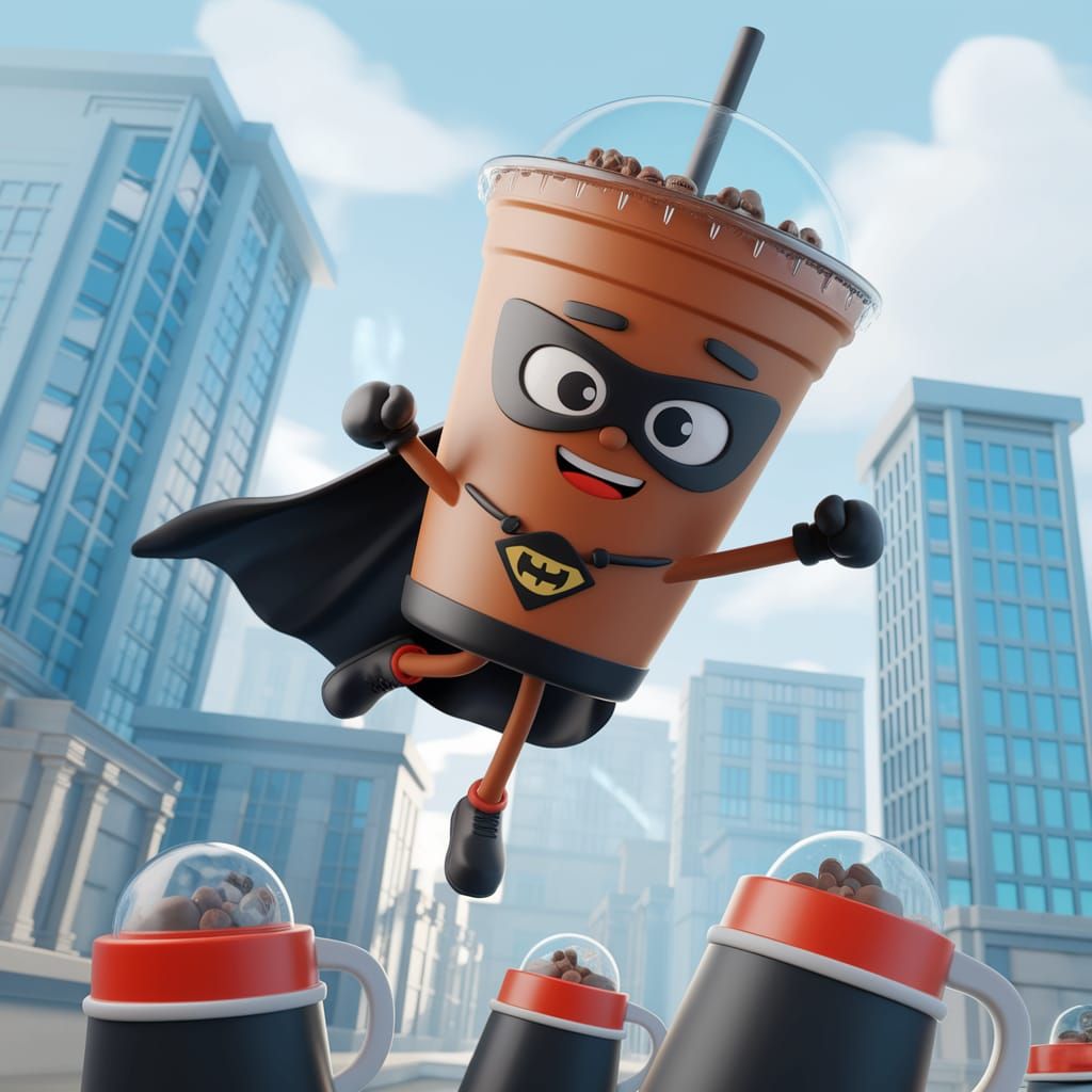 Iced Coffee Superhero Saves the Day