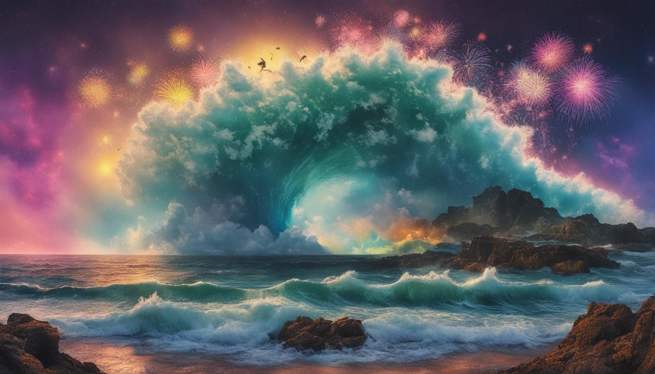 Ocean Waves by moonlight's glow Underneath a starlit sky 🍀�...