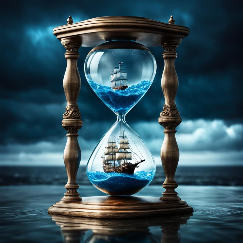Hourglass with ship  by @Thibedusud