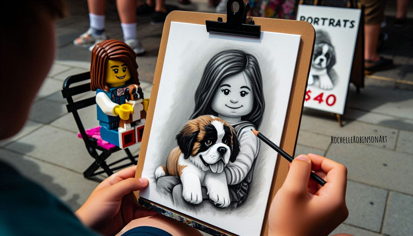 The Street Artist and Lord Byron - Lego Art