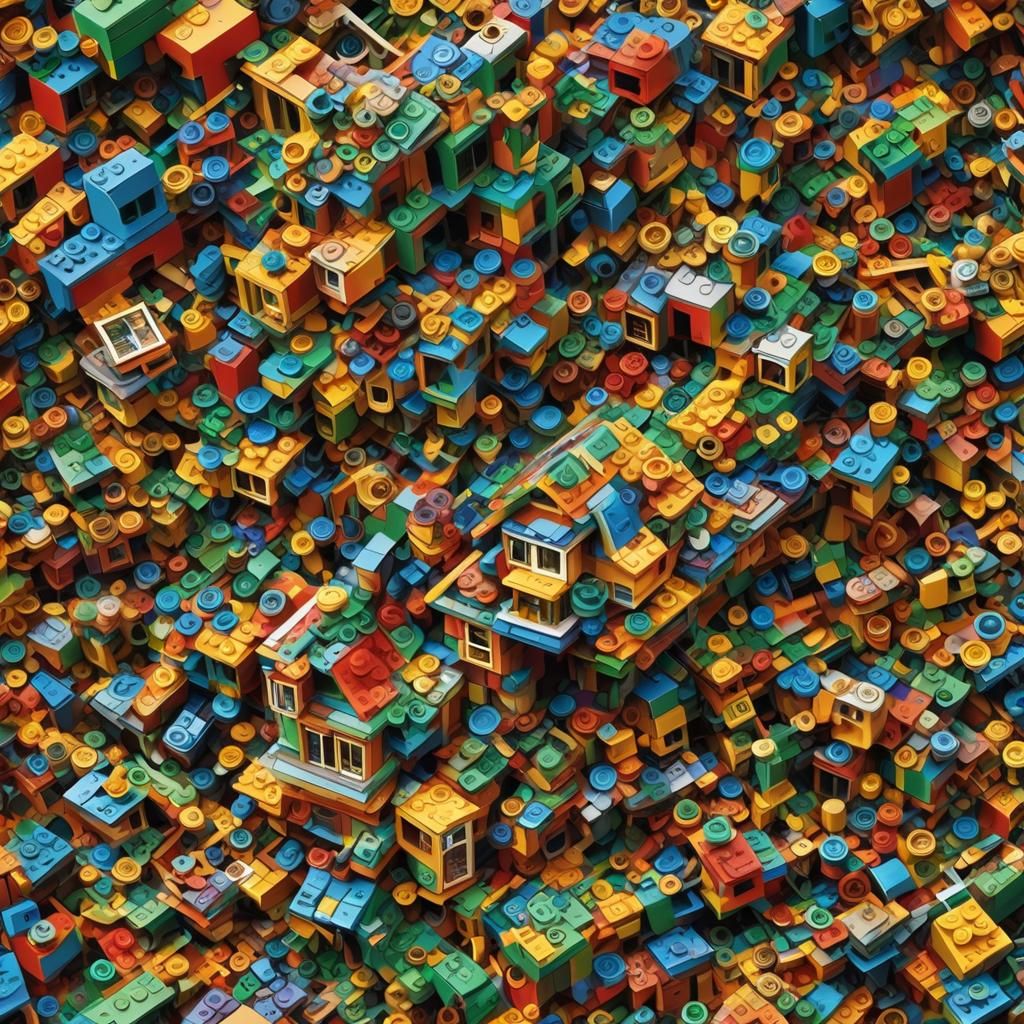 Colorful Lego House Abstract Fractal Vector