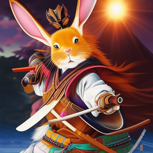Samurai Rabbit by Nao Ito - AI Generated Artwork - NightCafe Creator