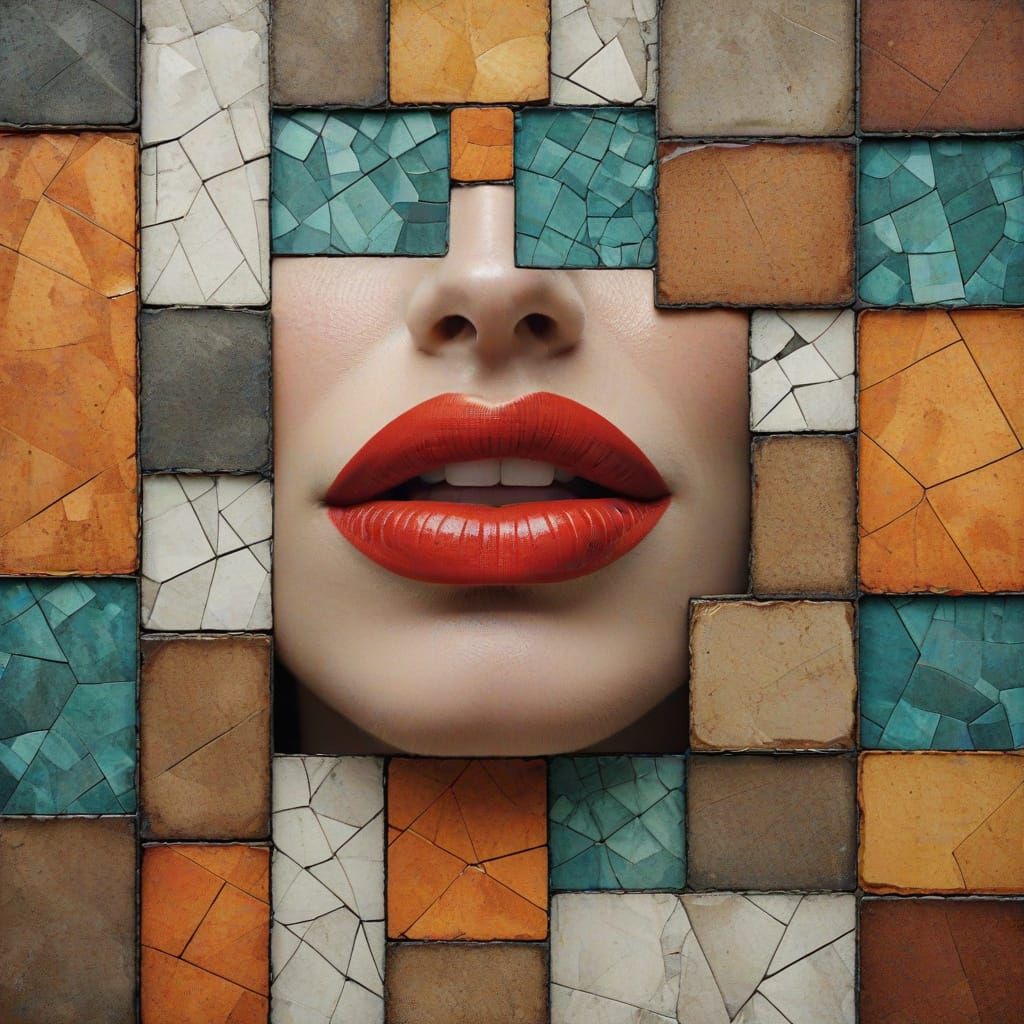 Mosaic Face Portraits in Geometric Art Style