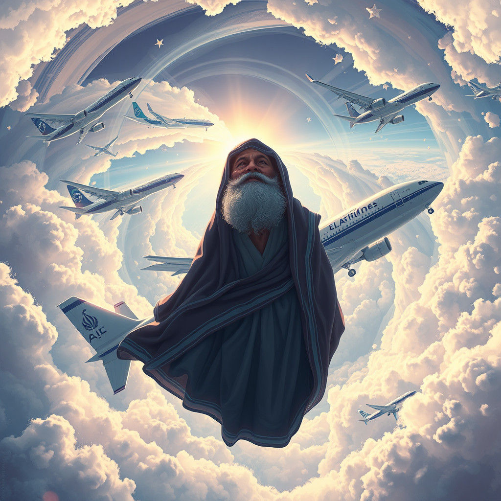 Yemenite Jew in Dreamlike Aircraft Scene